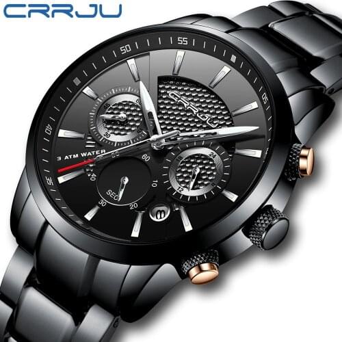 CRRJU classic hot-selling steel belt version mens watch, business out of the practical mens watch, waterproof quartz watch