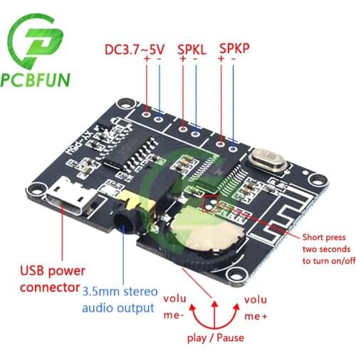 DC 3.7V-5V Stereo Bluetooth Power Amplifier Board PAM8406 Digital Power Amplifier Module 3W 5W for Arduino 3.7V Lithium Battery
