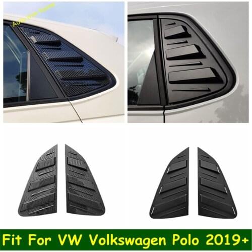 Lapetus Rear Window Louver Shutter Decorative Cover Trim Black / Carbon Fiber Look Exterior For VW Volkswagen Polo 2019 - 2021