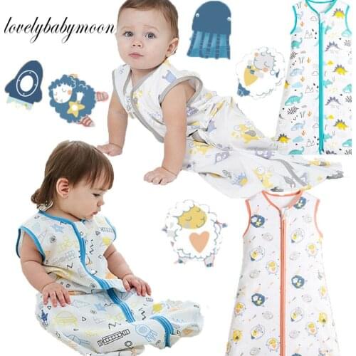 Baby Summer Sleeping Bag Sleepsacks Newborn with Zipper Boys Girls Sleeveless Newborn Anti-kick Quilt Sleeping Bag Blanket