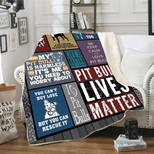 Pit Bull 3D Printed Fleece blanket for Picnic Thick Fashionable Bedspread Sherpa Throw Blanket Drop Shipping