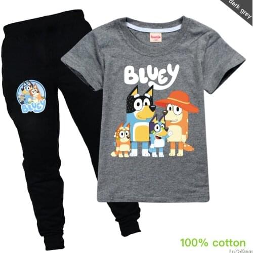 Bingo bluey cartoon T-shirt for boys Disney t shirt summer casual short-sleeved kids girls clothes for kids top pants