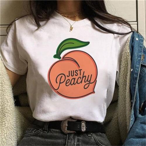 Graphic Peach Juice Japanese Rock Basic O-Neck T-shirt Womens T-shirt Lady Harajuku Kawaii Pink Beautiful Summer Casual T-shir