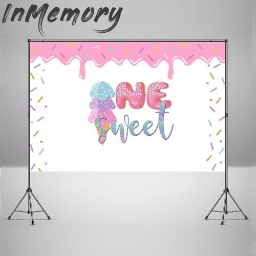 Candy Bar Parlor Celebration Ice Cream Backgrounds Baby 1st Birthday Party Banner Photography Backdrop for Photo Studio Booth