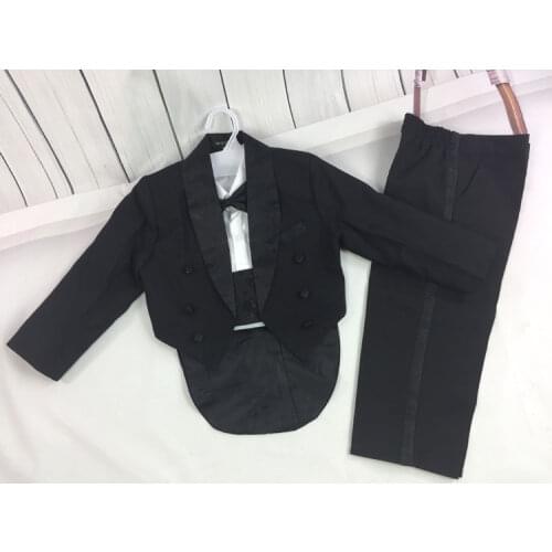 Spring and autumn black/white boy suits wedding costumes for boys baptism christmas suits toddler baby suits wear 5-Piece