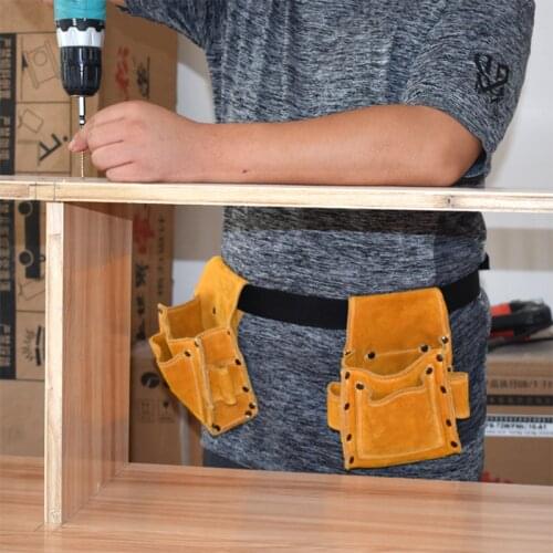 Leather Thicken durable Tool bag for Woodworking electrician screwdriver clamp nail Multi-function Waist bag Tool storage bag