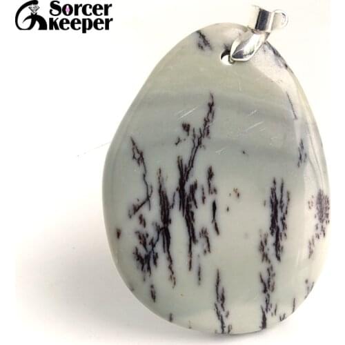 Fashion Women Man Necklace Green Natural Dendrite Moss Agates Stone Slide Healing Crystals Pendants for Jewelry Making HS816