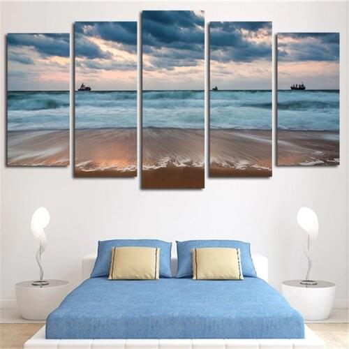 5 Piece Modular Pictures The Wall Wall Art Canvas Painting Sea Beach Landscape Print Poster Modern Living Room Home Decoration