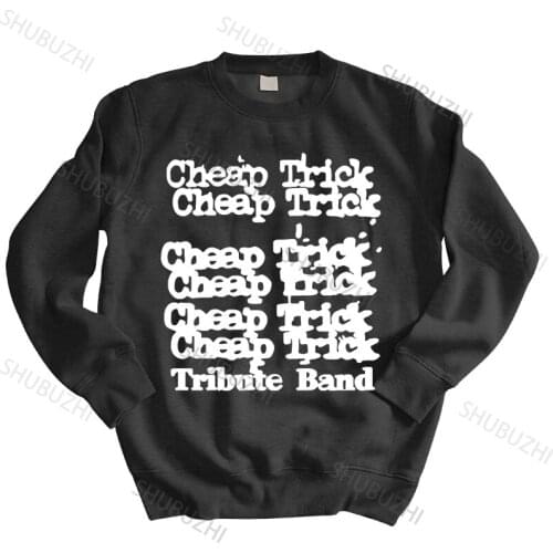 Men autumn sweatshirt black hoody 1982 Cheap Trick Tour hoodies 80s warm Stacked Logo Concert Rock