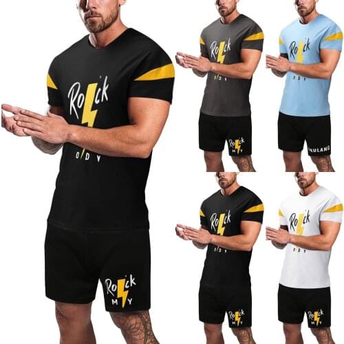 Men Sets Summer Fashion 2-piece Beach Patchwork Fashion Print Short Sleeve Shirts & Shorts Pants Plus Size L-4xl Men Clothing