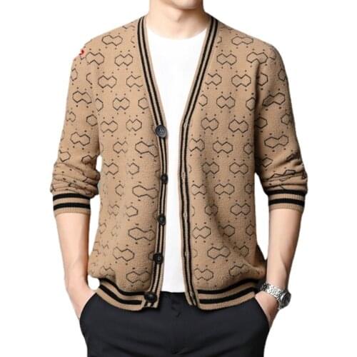 Oversized Mens Cardigan Jacket, Khaki Knitted Sweater,V-neck Casual Loose Top Jacket 5XL6XL7XLCardigan Man Coat Men Clothing