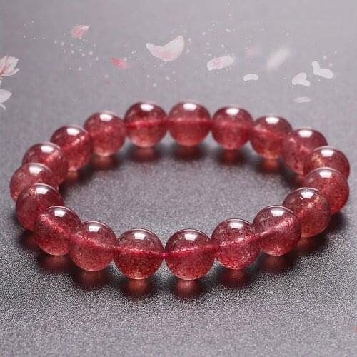 Natural Red Strawberry Quartz Bracelet Genuine Clear Round Beads Crystal 9mm 10mm 11mm 12mm Woman Man Gemstone Jewelry AAAAA