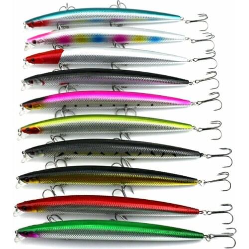 New 10pcs Minnow Long Fishing Lure Pike Fishing Tackle 18cm 26g Artificial Big Fishing Wobbler Japan Hard Bait Swimbait