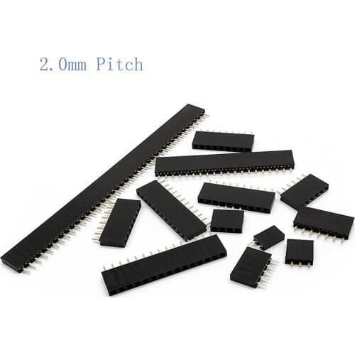 50PCS Single Row Straight Female 2.0MM PIN Header 2MM Pitch Strip Connector Socket 2/3/4/5/6/8/10/20/40 PIN