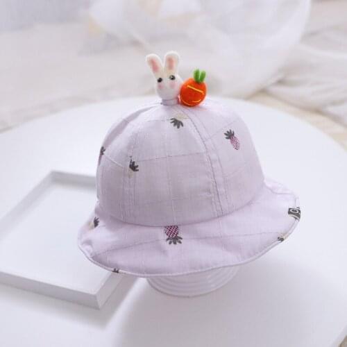 2020 Cotton Pineapple Print Bucket Hat Fisherman Hat Outdoor Travel Hat Sun Cap Hats for Children Boys and Girls 55