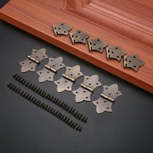 10Pcs Vintage Wooden Boxdecorative Hinges Cabinet Furniture Hinge Jewelry Gift Box Door Butt Hinge Furniture Fitting With Screws