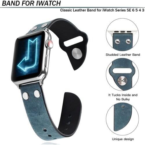 Strap for Apple Watch Series 6 Band 44mm IWatch 42mm 38mm Belt Knife Shape Leather Watchband Bracelet Apple Watch SE 5 4 3 40mm
