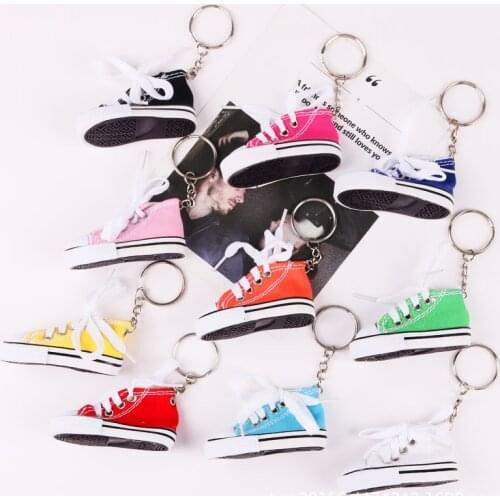 Cute Fashion Sport Shoes Keychain Mini 3d Simulation Canvas Shoes Canvas Sneakers Keychain Chucks For Men Jewelry