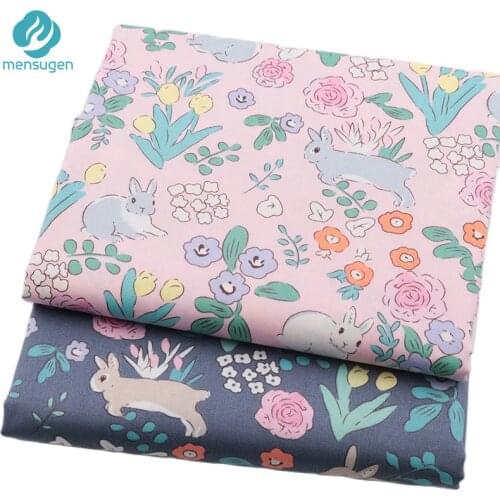 Fabric Meters Rabbit Rose Tulip Printed Cotton Fabrics for Sewing Girls Dresses Baby Nest Blankets Clothes DIY Sewing Tissu