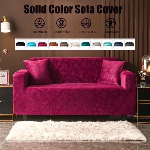 Universal Elastic Velvet Winter Slipcover Flocked Cover for Single-seat Loveseat Three-seat Four-seat Sofa Jacquard Case