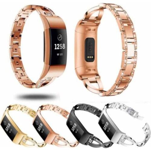 Replacement For Fit bit charge 3 Wristband Watch Bracelet Bling Metal Wrist Band