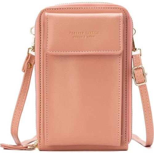 Women Small PU Lether Shoulder Bag Solid Color Mobile Phone Bag Card Holders purses and Handbags Money Pockets luxury designer