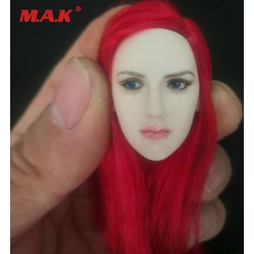 1/6 Scale Female Head Carving Nordic Blue Eyes Red Long Hair Head Carving Model