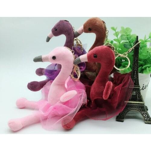 1PC 15cm Cute Flamingo Plush Pendant Doll Flamingo Key Chain Stuffed Animal Kids Toys for Girls Children Birthday Gift