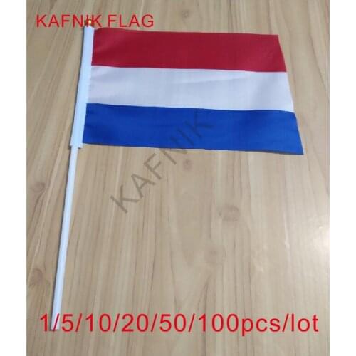KAFNIK ,10/20/50/100pcs Netherlands hand flag 14 * 21cm free shipping decorative quality polyester activities