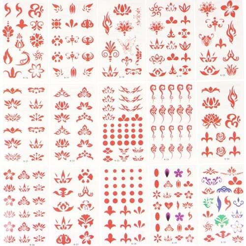 30pc/set Women Fake Temporary Forehead Tattoos Sticker Face Actress Chinese India Jewels Forehead Stage Decor Sticker Kids Gift
