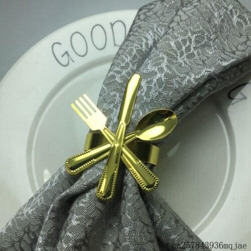 30pcs Knife & Forks Napkin Rings Napkin Holder Silver Gold Dinnerware for Wedding Party Decoration