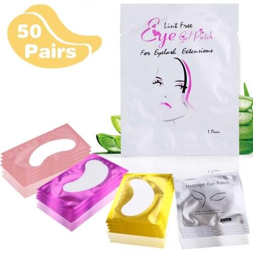 50Pairs Eye Pads Hydrogel Patches Grafting Eyelashes Eye Sticker Eyelash Extension Eyepads Eye Patches Lashes Accessories