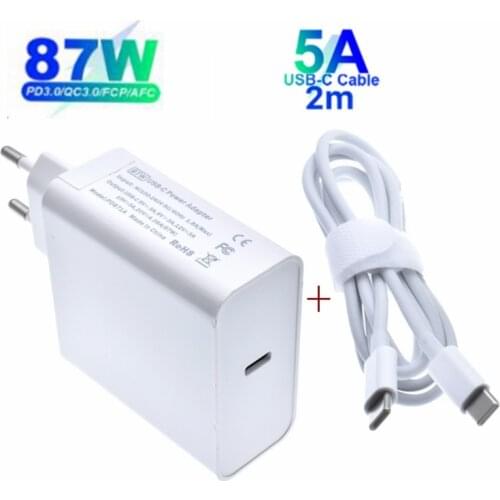 87W 20V 4.25A USB C PD Charger Adapter for Wacom MobileStudio Pro 65W for MacBook Pro Air ThinkPad/HP/ASUS/Samsung/Lenovo Laptop