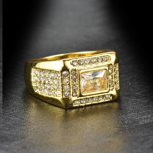 European and American fashion accessories Business mens zircon ring Artificial hand inlaid zircon