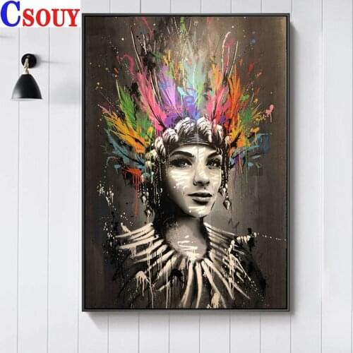 Diy Diamond Embroidery Feather Hat Lady Diamond Mosaic Drawing Full Square Round Drill Diamond Painting Cross Stitch Home Decor