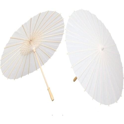 20cm 30cm 40cm 60cm 84cm Diameter DIY Bamboo Paint Umbrella Blank White Paper Parasol Child Childeren Drawing umbrellas