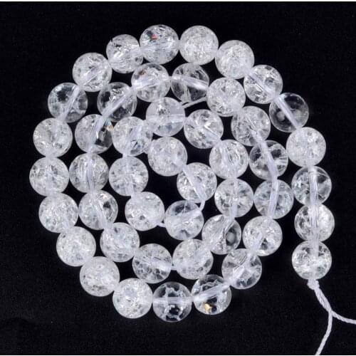 Natural White Cracked Quartzs Crystal Beads For Jewelry Making 4mm-12mm Round Loose Beads Diy Bracelet Necklace Accessories 15