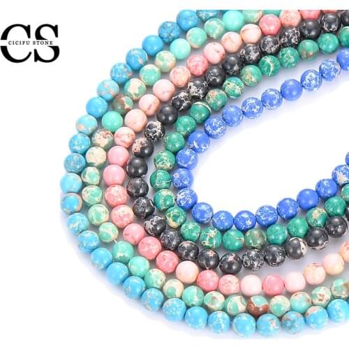 Natural Stone Beads Blue Sea Sediment Beads Round Loose Spacer Beads for DIY Jewelry Making Bracelet Necklace Charms 4/6/8/10 MM