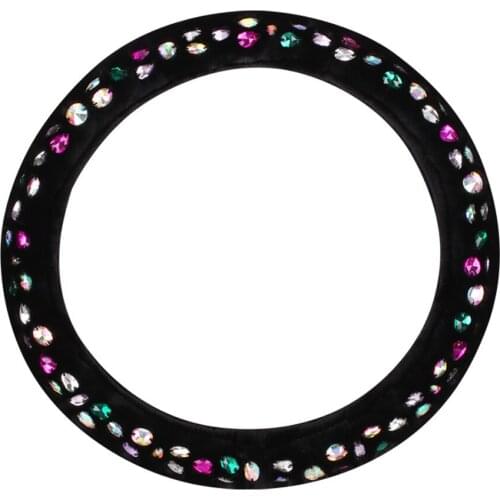Car Steering Wheel Covers with Colorful Crystal Diamond Plush Steering Covers Car Interior Accessories Girls Women