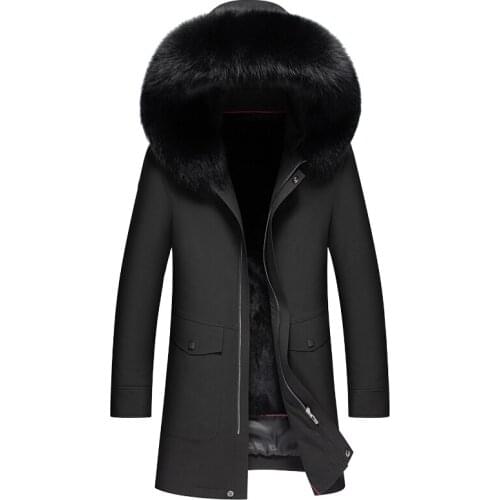 Black Outdoor Winter Jackets Men Hooded 2020 New Design Mens Winter Coats with Warm Fur Collar Rabbit Liner chaqueta hombre,4XL