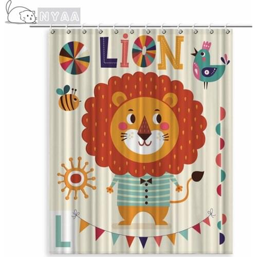 Lion King Baby Shower Decorations Curtains Cartoon Curtains For Bathroom Set American Style Shower Curtain Nature Japan Style