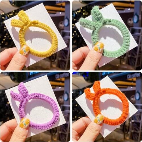 Autumn and Winter Children Cartoon Soft Knitting Elastic Hair Bands Girls Lovely Scrunchies Rubber Bands Kids Hair Accessories