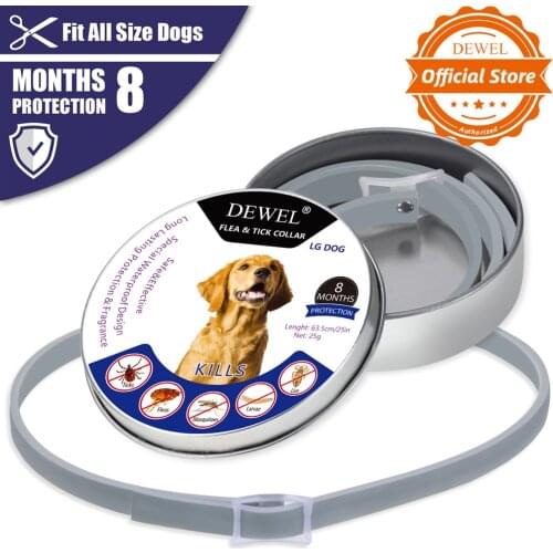 Dewel Dog Collar Flea and Tick Cat Collar Pets Accessories for Cat Waterproof Flea Collar 8 Months Protection Repels Mosquitoes