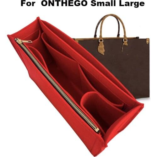 For Onthego MM GM Felt Cloth Insert Bag Organizer Makeup Handbag shaper on the go Organizer Portable Cosmetic Bags