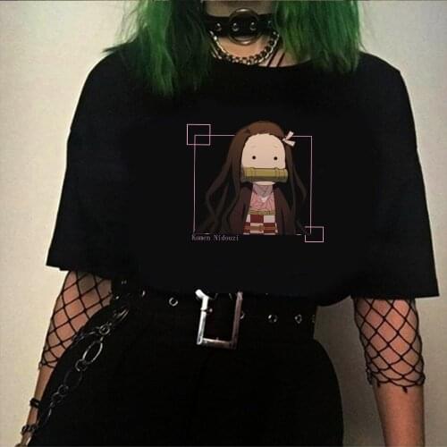 Japanese Anime Demon slayer Womens T-shirt Kurapika Tops Summer Harajuku Loose Short Sleeve Tshirt
