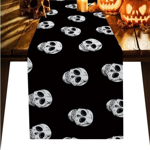 Halloween Skull Luxury Table Runner Dining Table Wedding Party Christmas Cake Floral Tablecloth Decoration