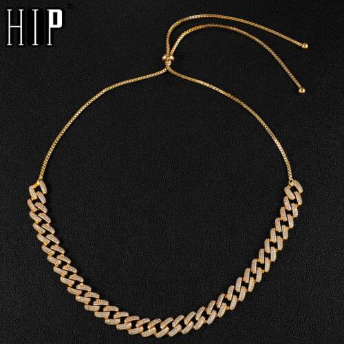 Hip Hop Free Adjustment Bling Iced Out 8MM Cubic Zirconia AAA CZ Stone Chain Necklace For Men Women Charm Jewelry