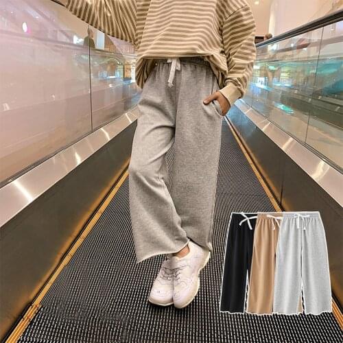 2021 New Kids Girls Wide Leg Pants Cotton Loose Pants for Girl Spring Summer Loose Casual Trousers Teenage Clothes 8 To 12 14 16