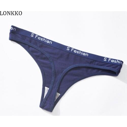 LONKKO Womens Panties Girls Fashion Thongs Sexy G-String Cotton Underwear M-XL Low-Rise Seamless Panties Female Lingerie Letter