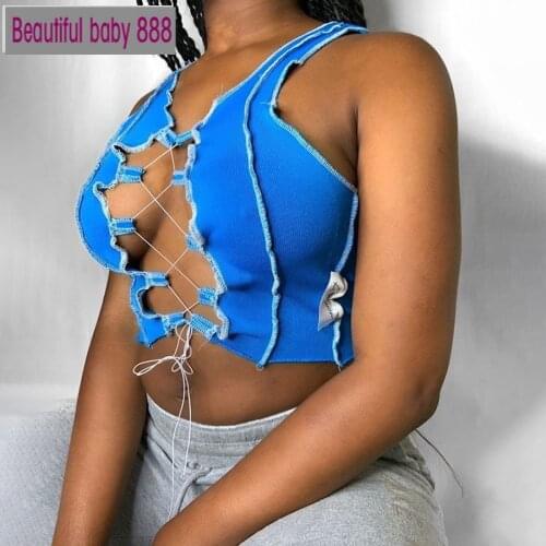 Meqeiss sexy hollow out camisole women Ribbed knitting crop tops summer fashion club party wear tank top bandage vest female tee